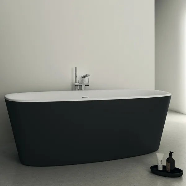 Ideal Standard freistehende Duo-Badewanne DEA, 1800x800x475⁄610mm, Weiß matt/Schwarz Ideal Standard freistehende Duo-Badewanne DEA, 1800x800x475⁄610mm, Weiß matt/Schwarz