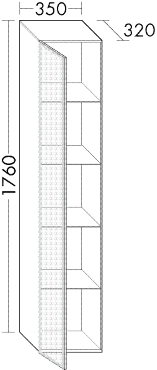 Hochschrank, 1 Alurahmentür mit Rauchglaseinsatz in Bronze;4 Glaseinlegeböden, Tiefe: 320 mm, Breite: 350 mm, Höhe: 1760 mm