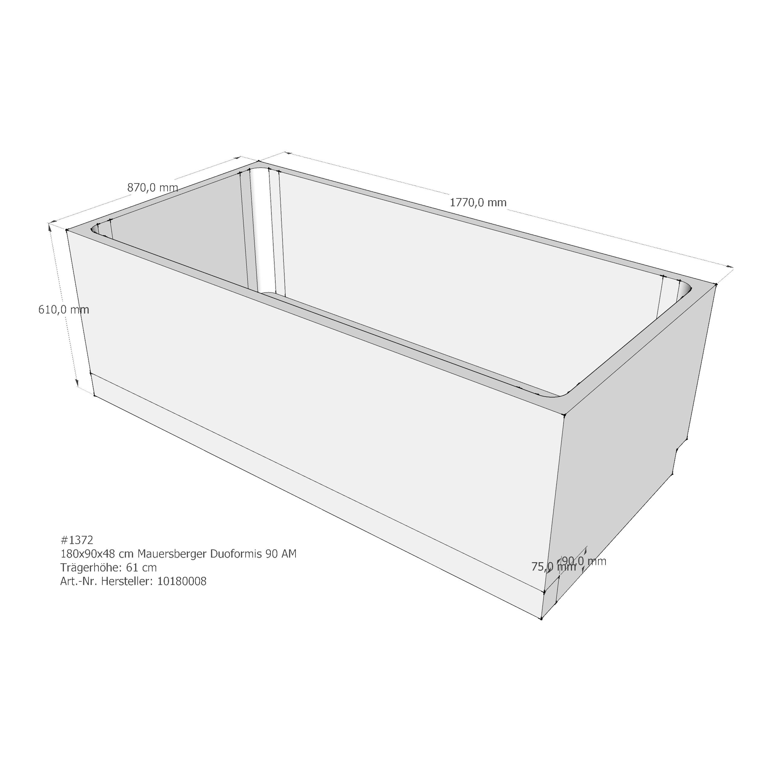 Badewannenträger für Mauersberger Duoformis 90 180 × 90 × 48 cm Badewannenträger für Mauersberger Duoformis 90 180 × 90 × 48 cm