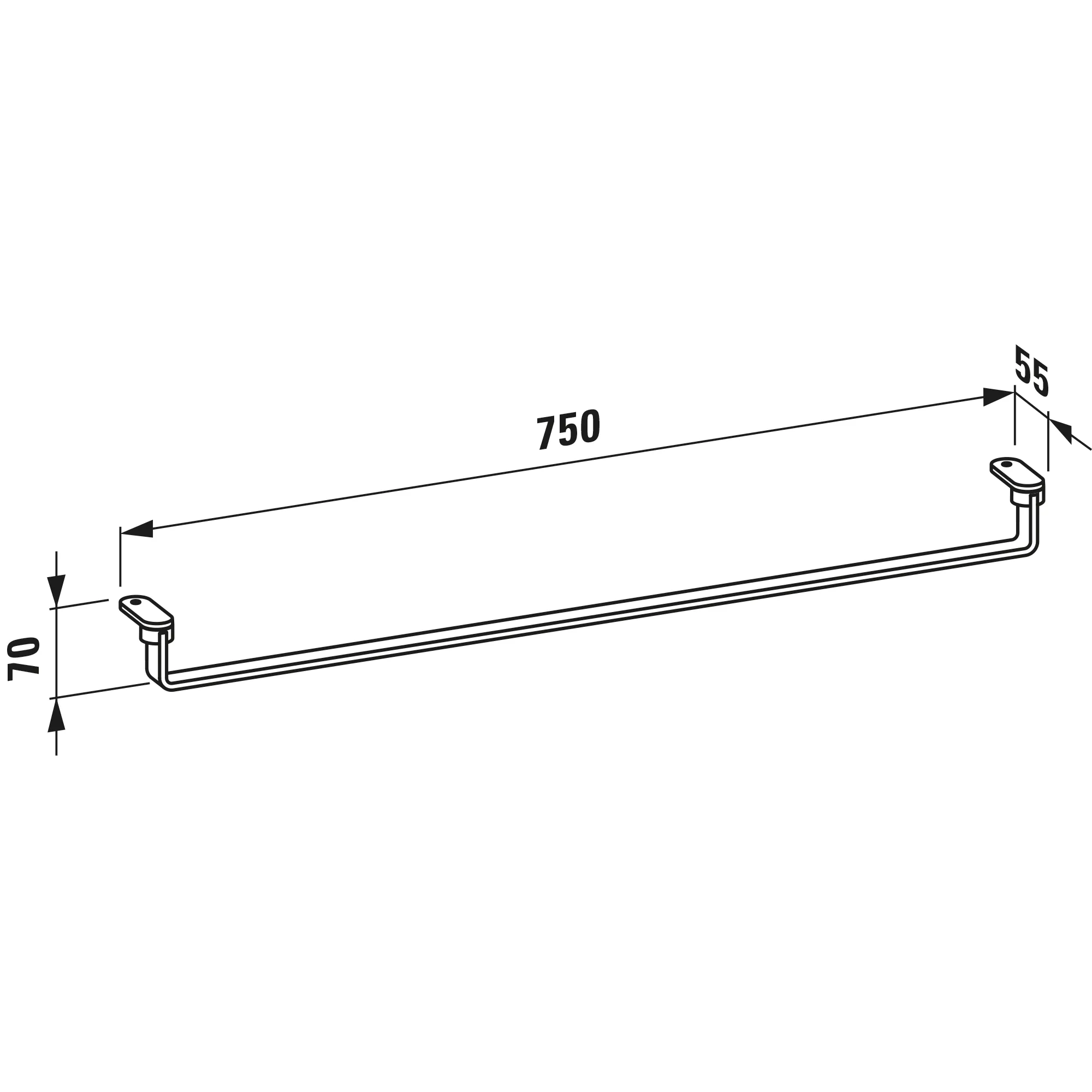 Laufen LANI Handtuchhalter Reling 750 mm, schwarz matt Laufen LANI Handtuchhalter Reling 750 mm, schwarz matt