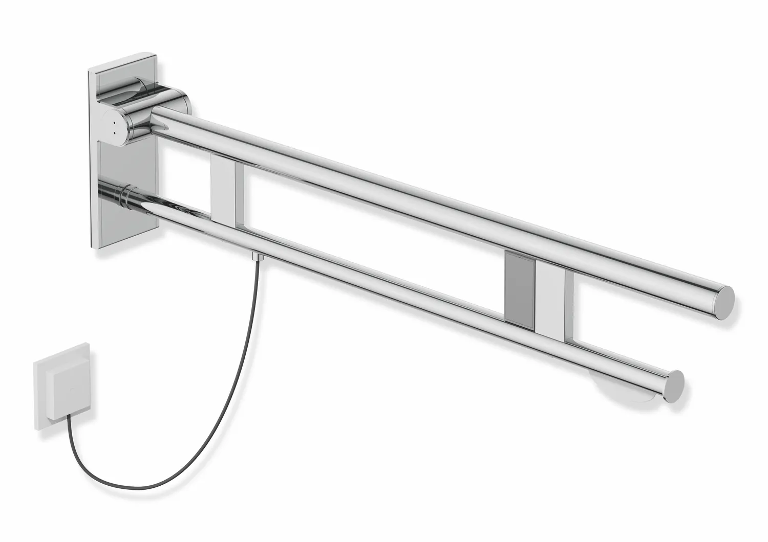 HEWI Stützklappgriff Duo System 900, Edelstahl, verchromt, Ausladung 850 mm, E-Ausführung HEWI Stützklappgriff Duo System 900, Edelstahl, verchromt, Ausladung 850 mm, E-Ausführung