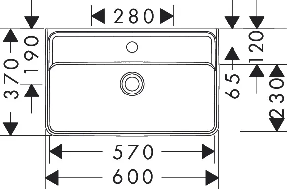 Hansgrohe Xanuia Q Waschtisch Compact 600⁄370 mit Hahnloch ohne Überlauf, SmartClean, Weiß