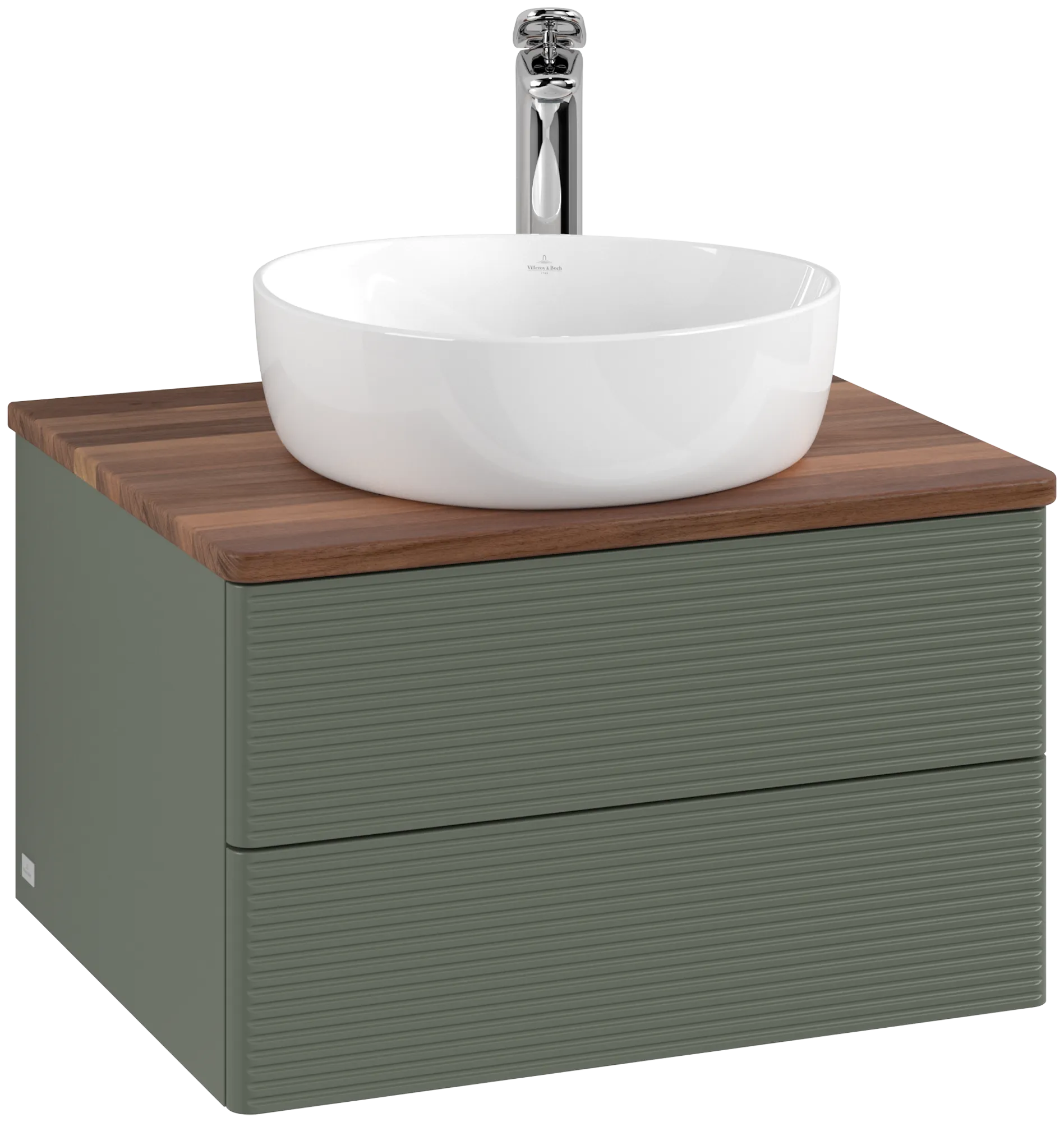 Villeroy & Boch Antao Waschbeckenunterschrank L18_5, 600x360x500 mm, Leaf Green Matt Lacquer / Warm Walnut