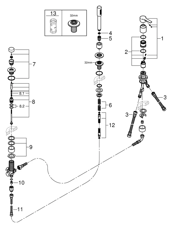 3-Loch-Einhand-Wannenkombination Lineare 19965_1, chrom