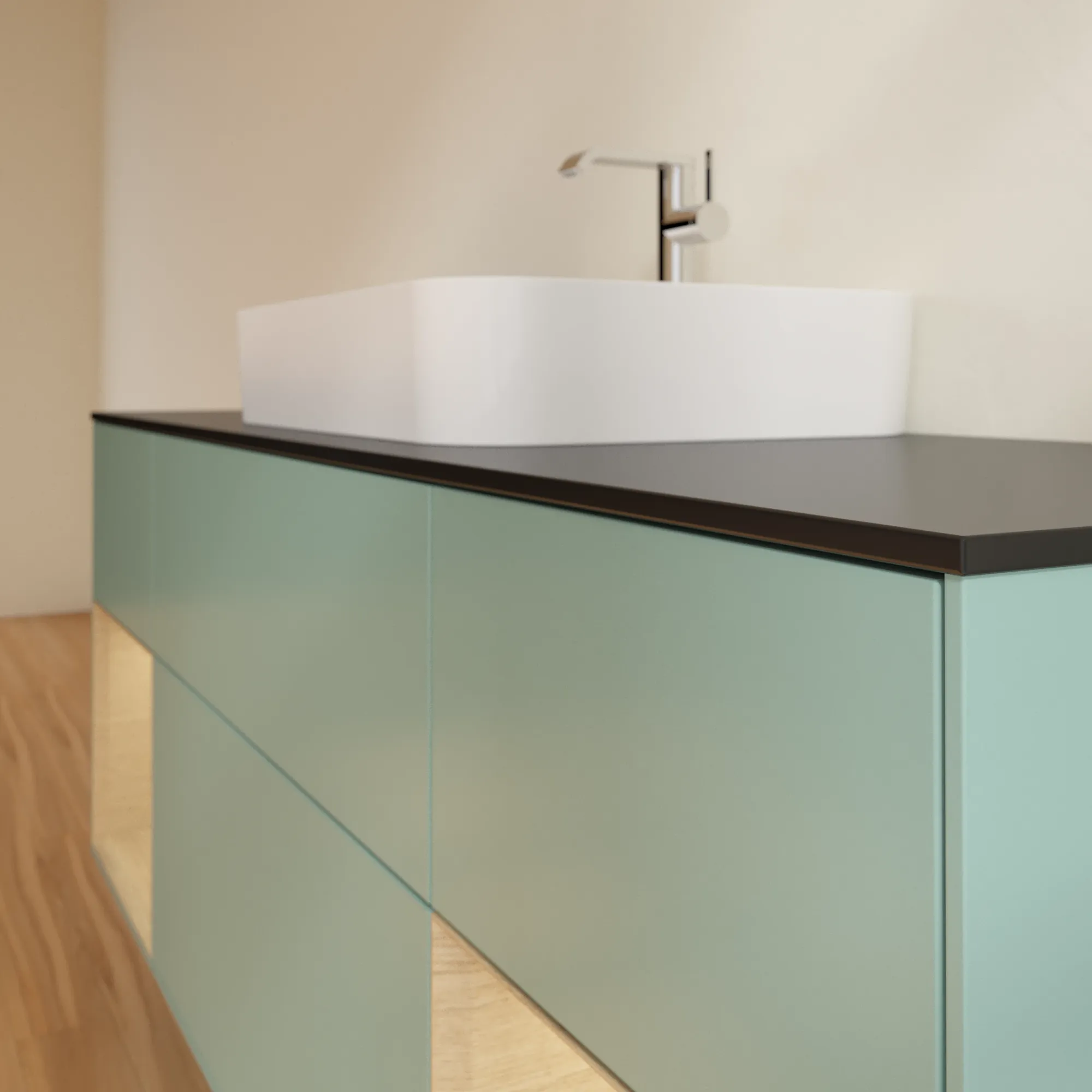 Villeroy & Boch Waschtischunterschrank „Finion“ für Schrankwaschtisch 1600 × 603 × 501 mm Olive Matt Lacquer, für Becken mittig