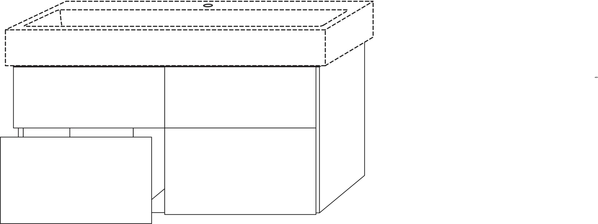 Waschtischunterbau mit Auszügen 3way (UF436) 591x1150x447 Schwarz-Matt