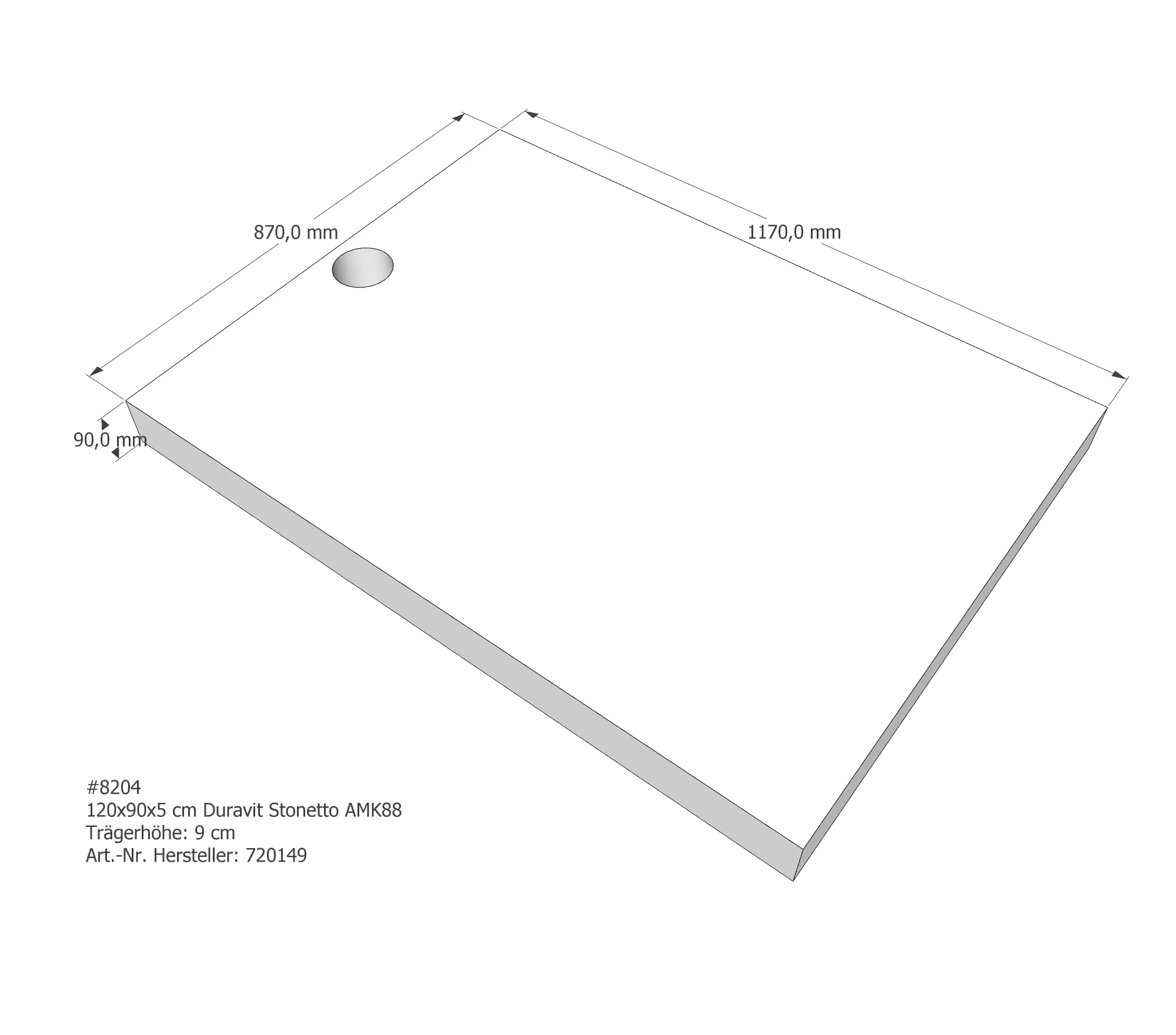 Duschwannenträger für Duravit Stonetto 120 × 90 × 5 cm Breite: 90 cm / Länge: 120 cm Duschwannenträger für Duravit Stonetto 120 × 90 × 5 cm Breite: 90 cm / Länge: 120 cm