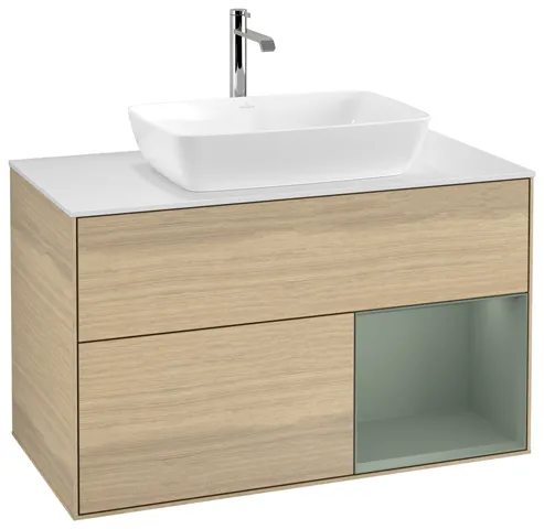 Villeroy & Boch Waschtischunterschrank „Finion“ für Schrankwaschtisch 1000 × 603 × 501 mm Oak Veneer, für Becken mittig, mit Hahnlochbohrung Villeroy & Boch Waschtischunterschrank „Finion“ für Schrankwaschtisch 1000 × 603 × 501 mm Oak Veneer, für Becken mittig, mit Hahnlochbohrung