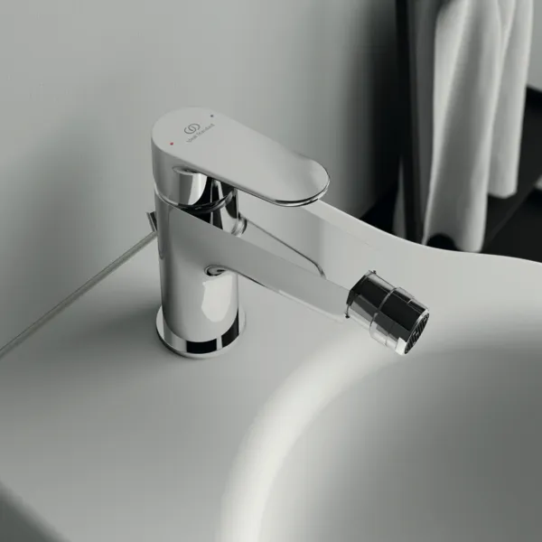 Bidetarmatur Cerafine O, mit Ablaufgarnitur, Ausladung 132mm, Chrom Bidetarmatur Cerafine O, mit Ablaufgarnitur, Ausladung 132mm, Chrom