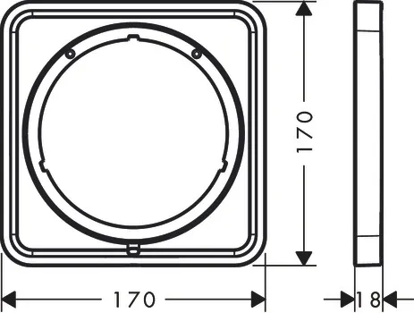 AXOR ShowerSelect ID Verlängerungsrosette softsquare 5 mm, Chrom AXOR ShowerSelect ID Verlängerungsrosette softsquare 5 mm, Chrom