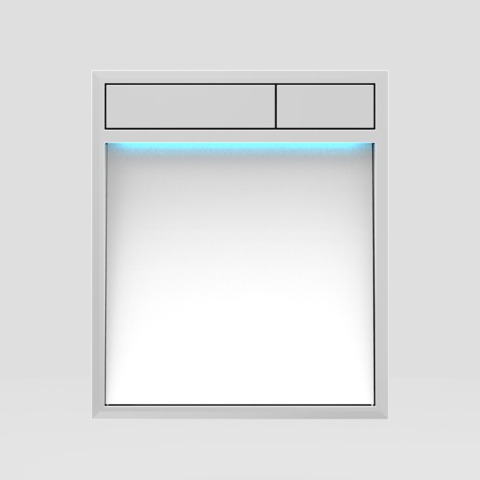 Betätigungsplatte „LIS“ mit Designelement aus weißem Glas, Tasten in chrom
