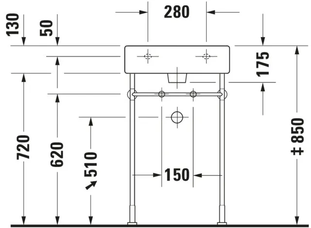 Wandwaschtisch „Vero“, mit Überlauf, Hahnlochposition mittig Wandwaschtisch „Vero“, mit Überlauf, Hahnlochposition mittig