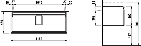 Laufen Waschtischunterbau „PRO S“ 1159 × 397 × 450 mm Multicolor (lackiert)