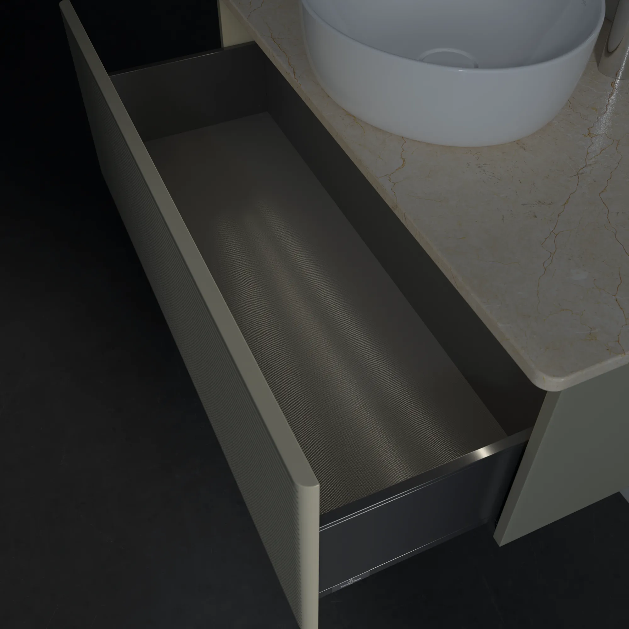 Villeroy & Boch Waschtischunterschrank „Antao“ 1000 × 360 × 500 mm Stone Grey Matt Lacquer, für Becken mittig, mit Beleuchtung Villeroy & Boch Waschtischunterschrank „Antao“ 1000 × 360 × 500 mm Stone Grey Matt Lacquer, für Becken mittig, mit Beleuchtung