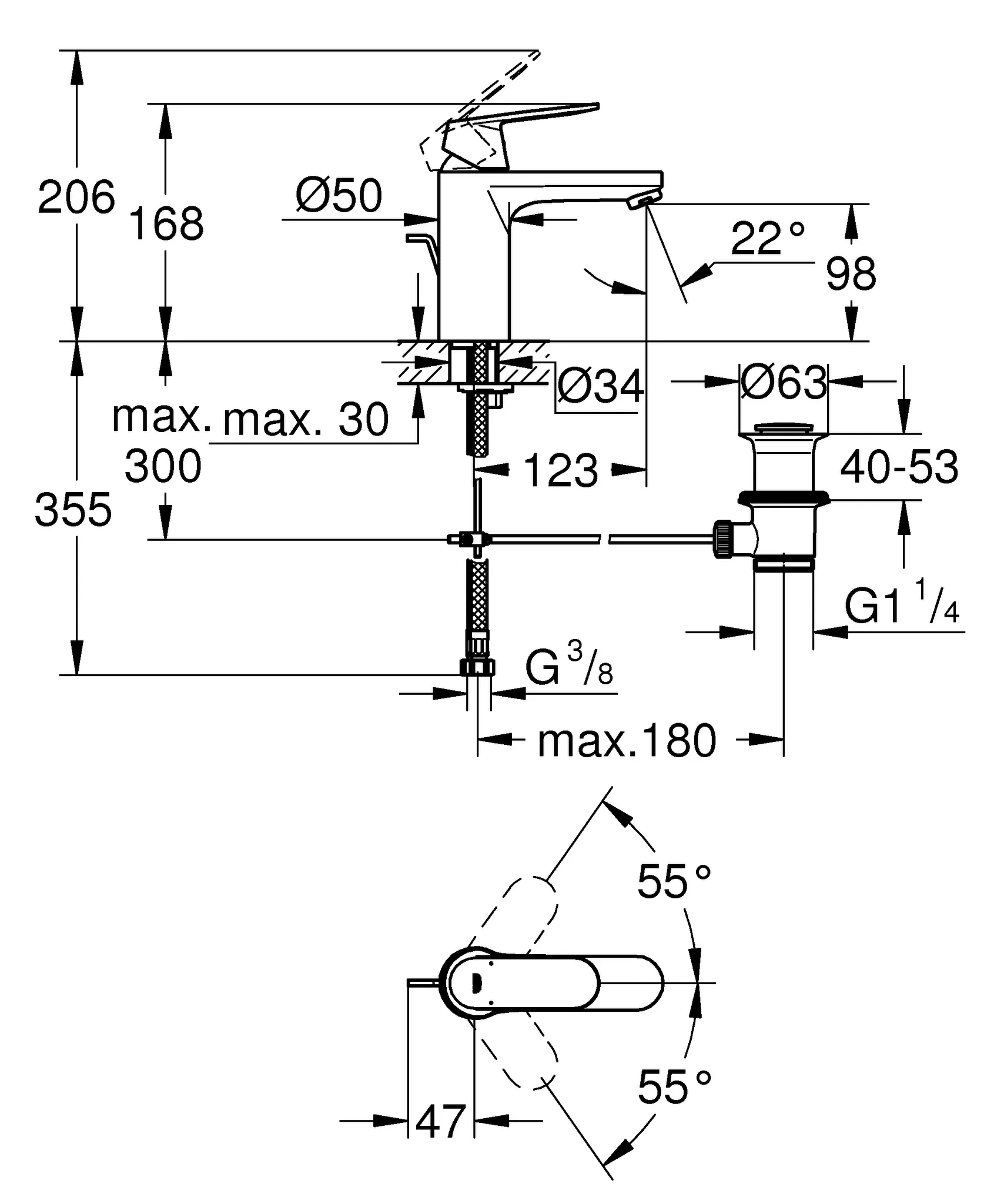 Einhand-Waschtischbatterie Eurosmart Cosmopolitan 23325, M-Size, Einlochmontage, Zugstangen-Ablaufgarnitur 1 1/4'', chrom Einhand-Waschtischbatterie Eurosmart Cosmopolitan 23325, M-Size, Einlochmontage, Zugstangen-Ablaufgarnitur 1 1/4'', chrom