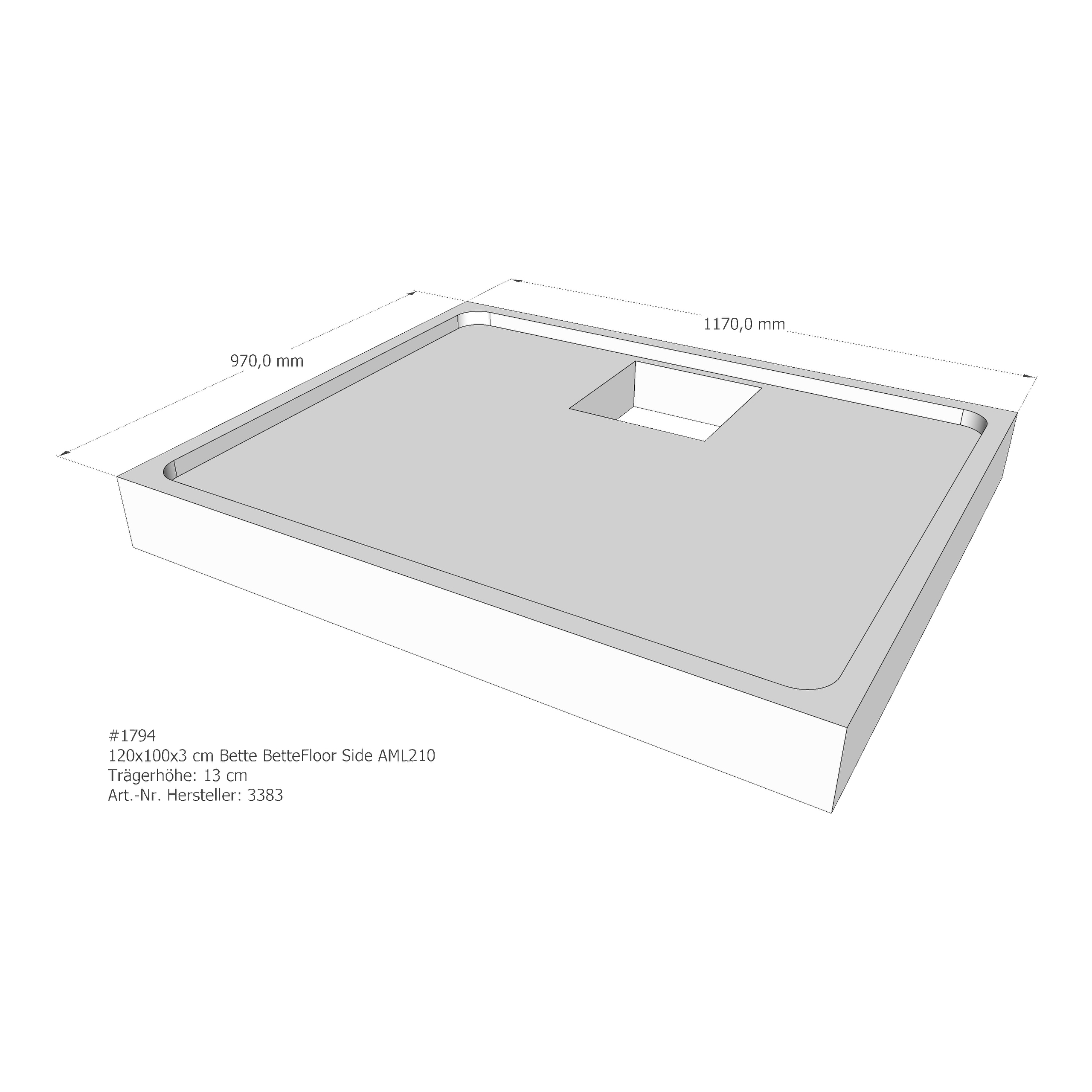 Duschwannenträger für Bette BetteFloor Side 120 × 100 × 3 cm