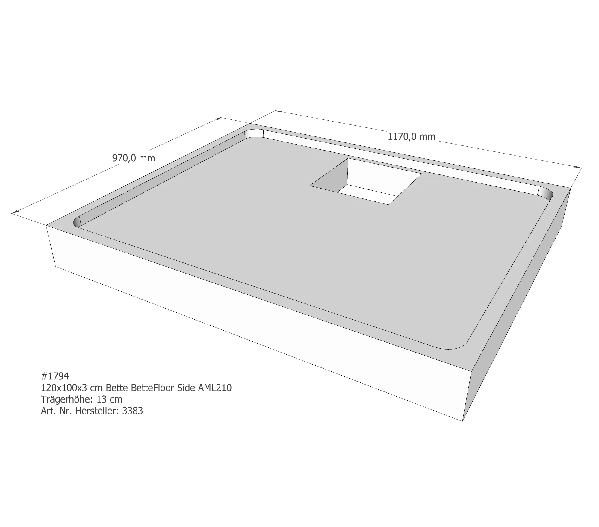 Duschwannenträger passend für Bette BetteFloor Side 120 × 100 × 3 cm Breite: 100 cm / Länge: 120 cm Duschwannenträger passend für Bette BetteFloor Side 120 × 100 × 3 cm Breite: 100 cm / Länge: 120 cm
