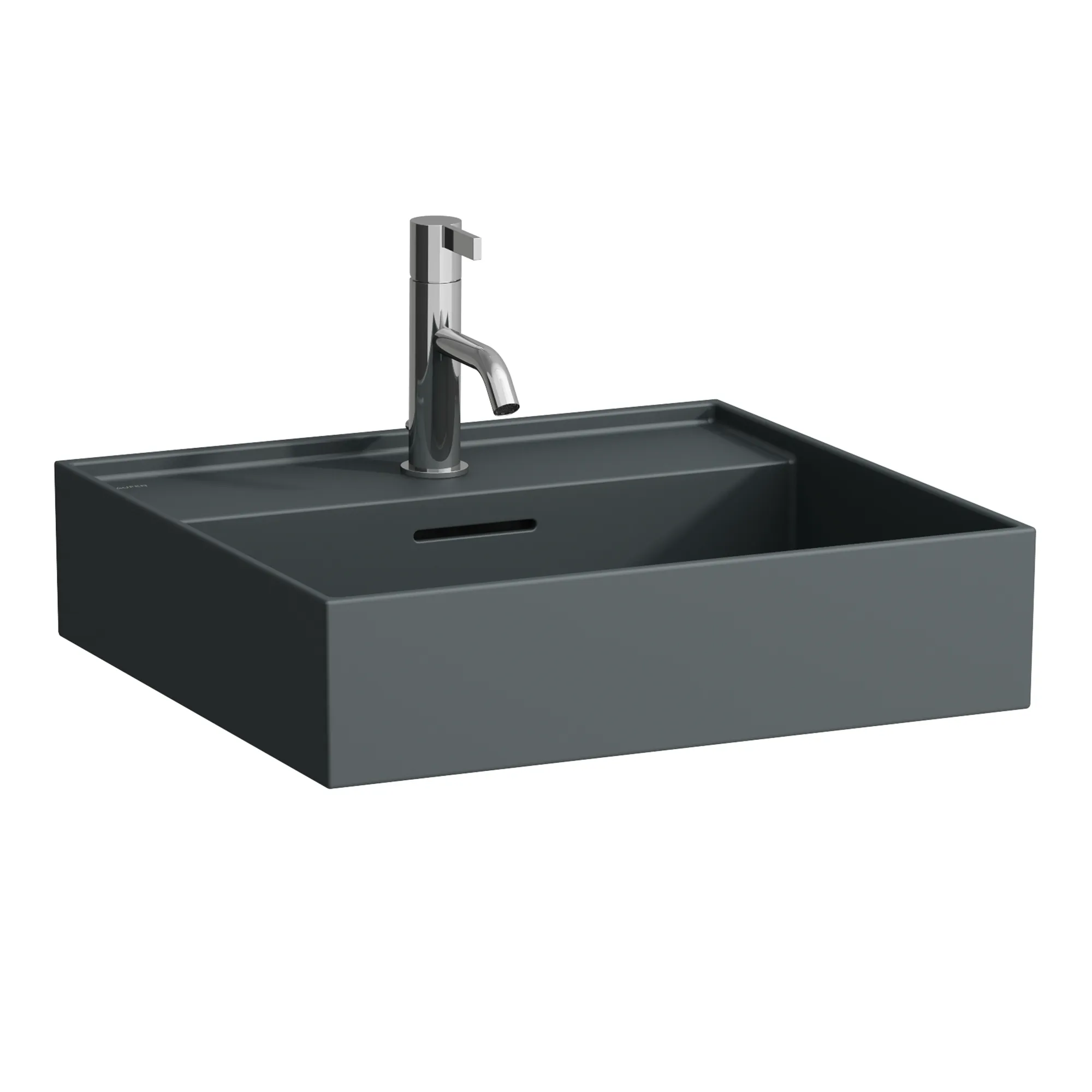 Laufen Aufsatz-Waschtisch KARTELL Laufen graphit matt 460x500x145 mm 1 Hahnloch mit Überlauf wandhängend