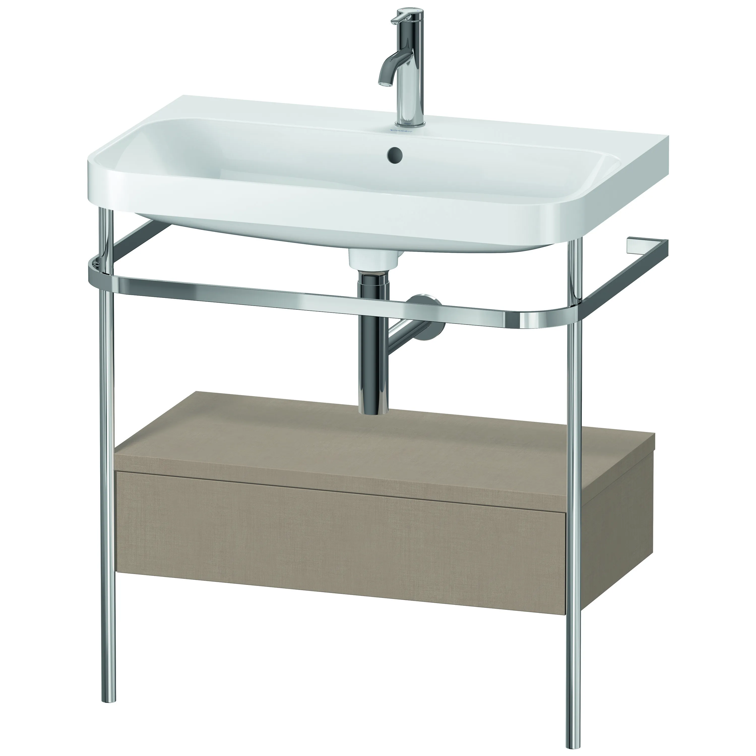 Duravit Waschtischunterschrank c-shaped Set mit Metallkonsole und Schubkasten „Happy D.2 Plus“ 77,5 × 85 × 49 cm Leinen