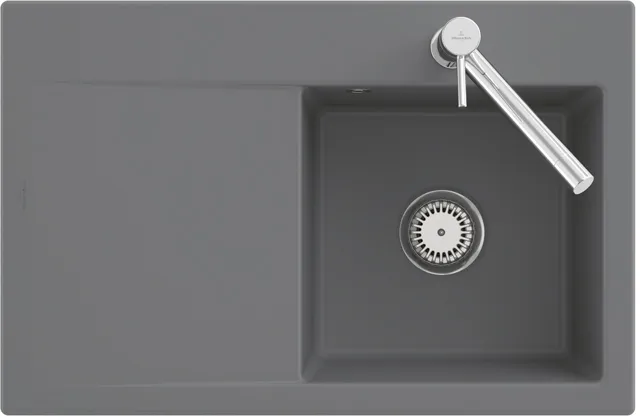 Villeroy & Boch flächenbündiges Küchenspülbecken „Subway Style“ 45 flat 780 × 510 × 220 mm, für Becken links in Graphite Villeroy & Boch flächenbündiges Küchenspülbecken „Subway Style“ 45 flat 780 × 510 × 220 mm, für Becken links in Graphite