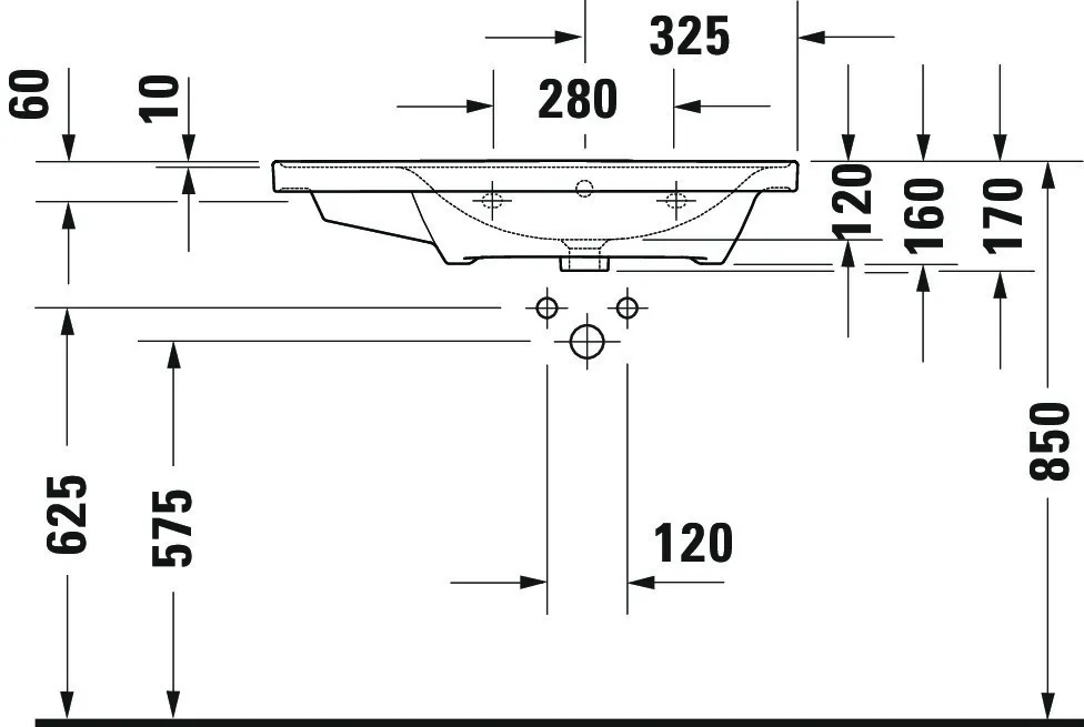 Wandwaschtisch „D-Neo“ 80 × 48 × 17 cm, rechts Wandwaschtisch „D-Neo“ 80 × 48 × 17 cm, rechts