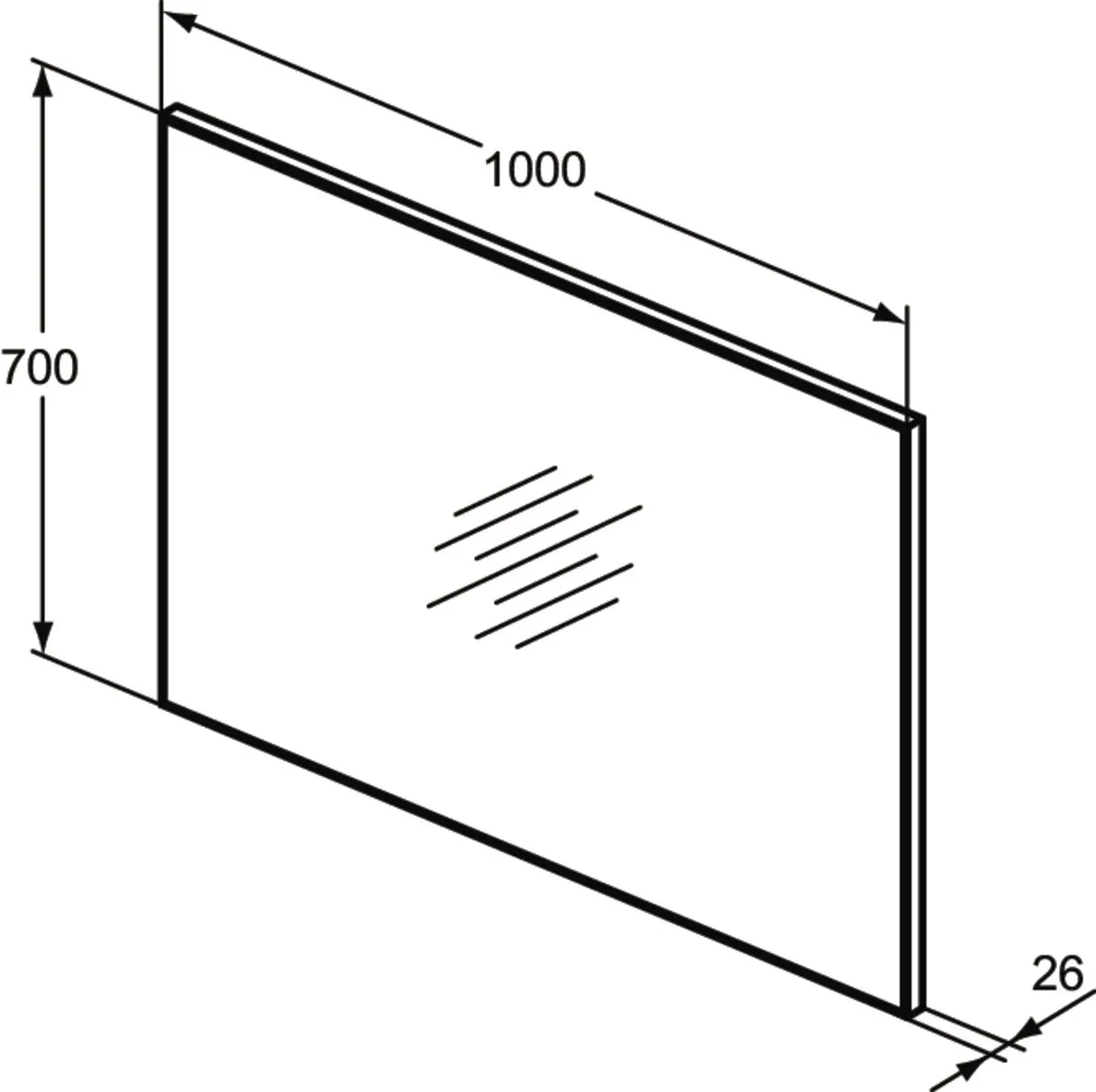 Ideal Standard Mirror&Light Wandspiegel, 1000x26x700mm, neutral