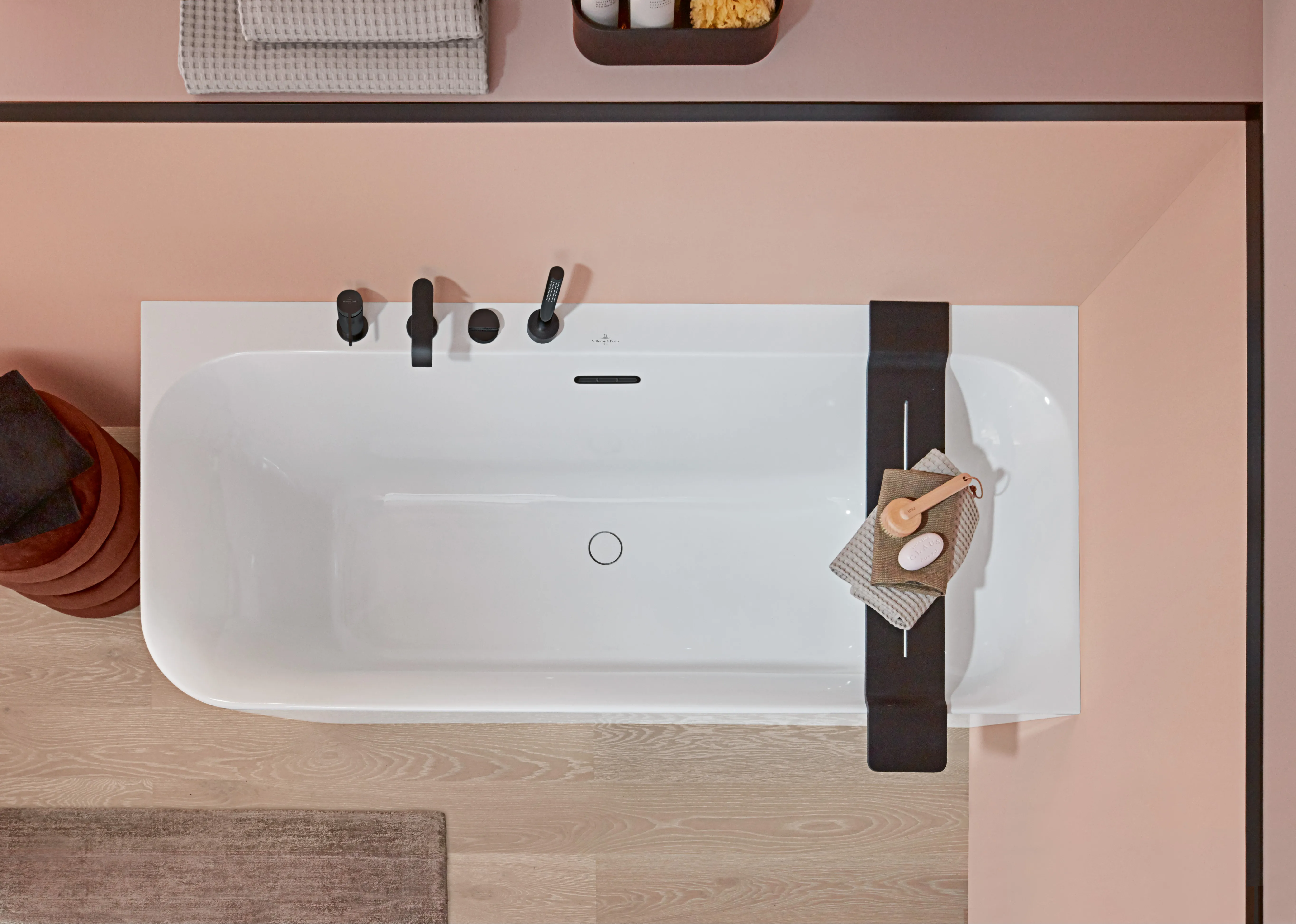 Villeroy & Boch Badewanne mit eckiger Innenform „Loop & Friends“ vorwand rechteck 180 × 80 cm, rechts in Weiß Alpin