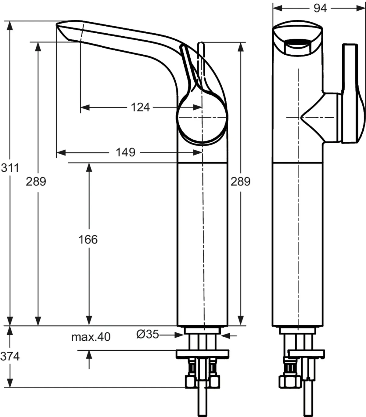 Waschtischarmatur Melange, ohne Ablaufgarnitur, mit verlängerter Sockel, Ausladung 149mm, Chrom Waschtischarmatur Melange, ohne Ablaufgarnitur, mit verlängerter Sockel, Ausladung 149mm, Chrom