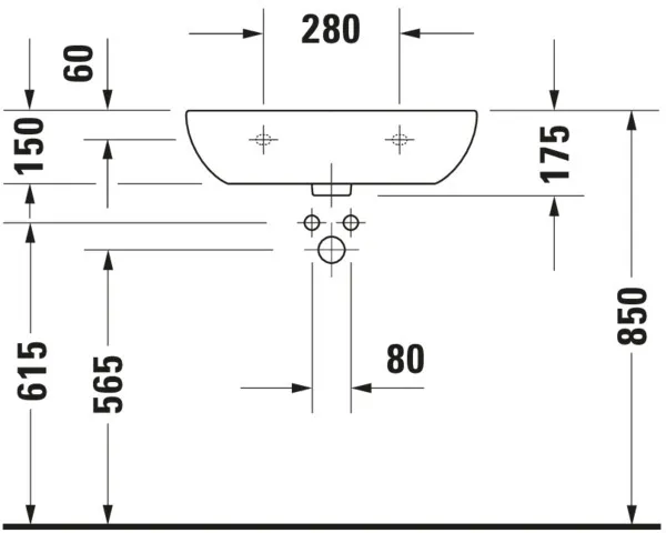 Waschtisch Med „D-Code“, Form rechteckig 60 × 46 cm