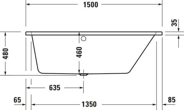 Duravit Badewanne „No.1“ trapez 1500 × 800 mm, rechts in Weiß Duravit Badewanne „No.1“ trapez 1500 × 800 mm, rechts in Weiß