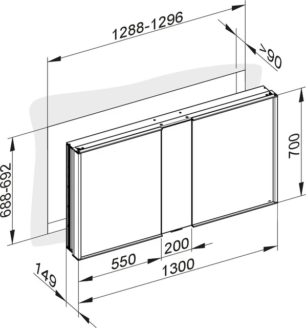 KEUCO Wandeinbau Spiegelschrank „Royal Match“ in Silber (eloxiert), Unterputz, mit Steckdosen 1300 × 700 × 149 mm KEUCO Wandeinbau Spiegelschrank „Royal Match“ in Silber (eloxiert), Unterputz, mit Steckdosen 1300 × 700 × 149 mm