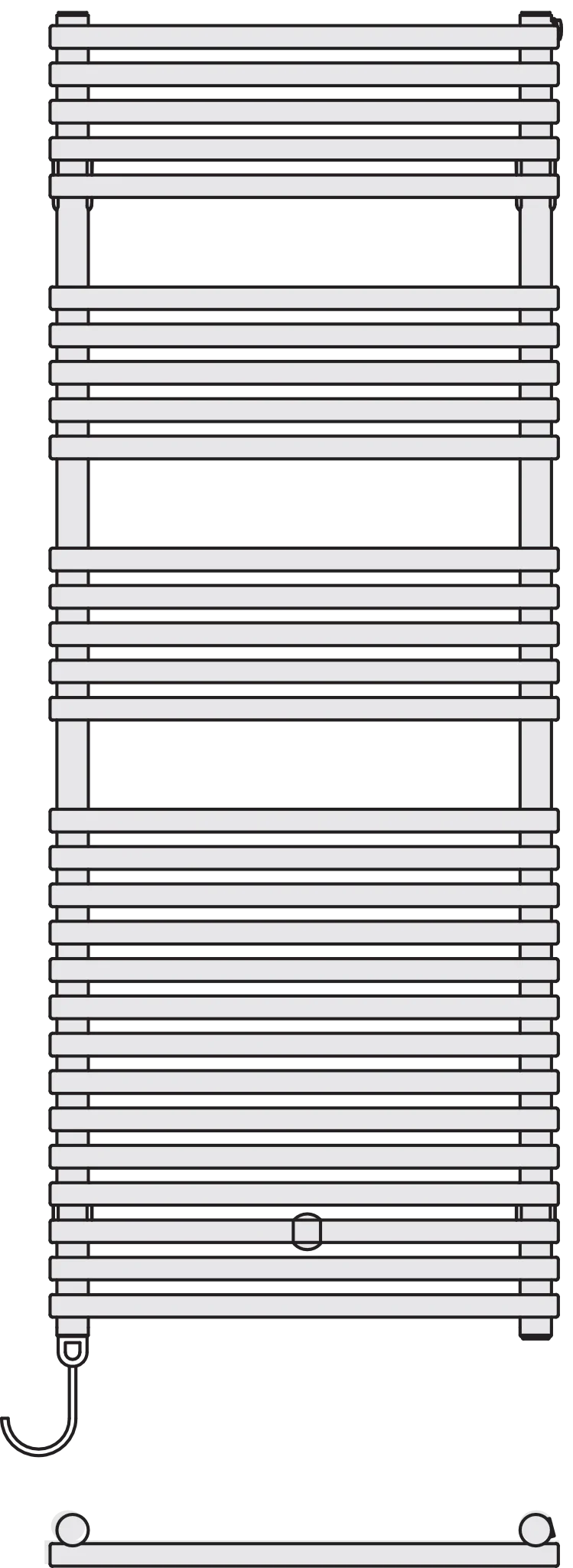 Arbonia Design-Elektroheizkörper „Bagnotherm® Watt“ 75 × 150 cm in glanzsilber Metallic