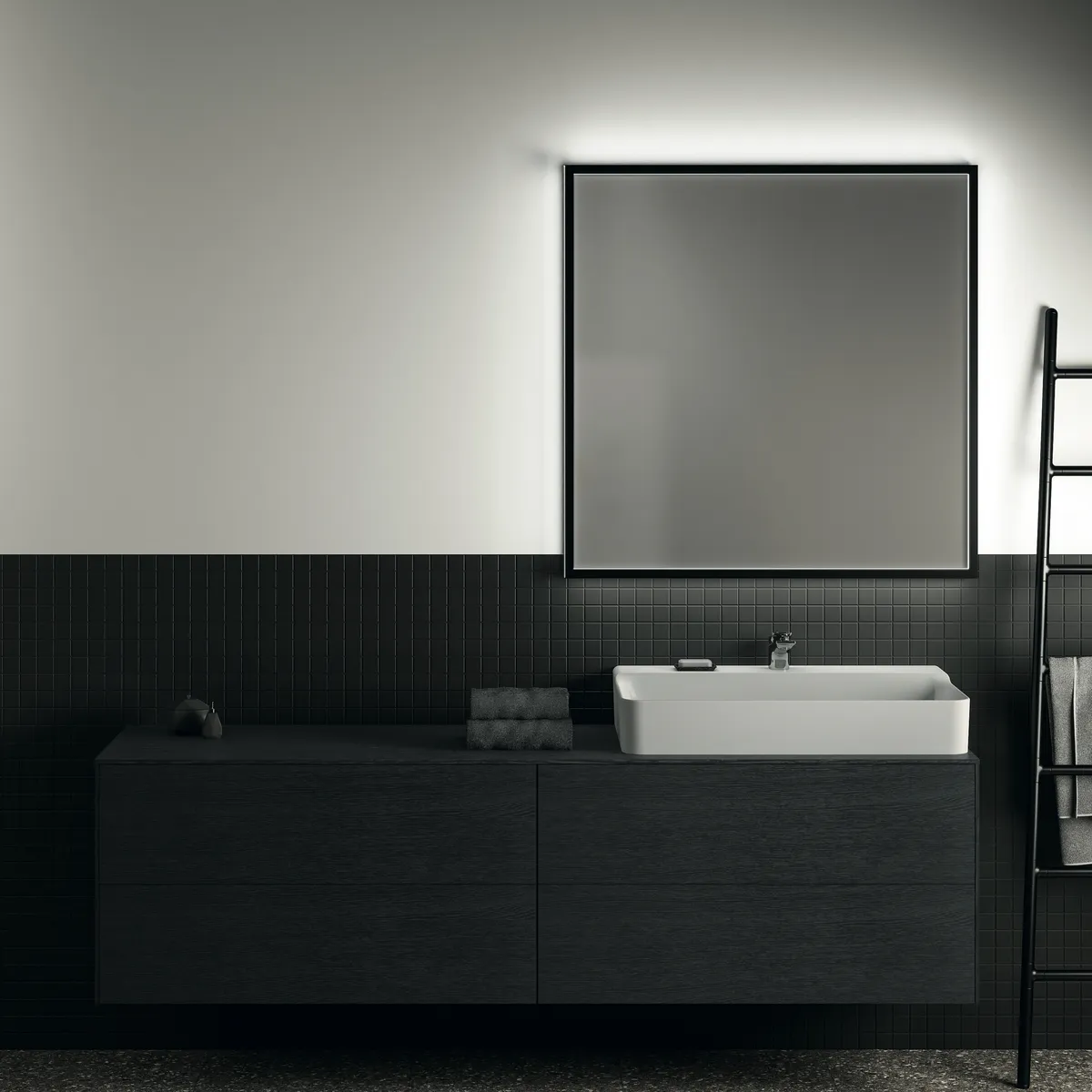 Ideal Standard Waschtischunterschrank „Conca“ 198,7 × 55 × 50,5 cm Eiche geflammt Furnier Ideal Standard Waschtischunterschrank „Conca“ 198,7 × 55 × 50,5 cm Eiche geflammt Furnier