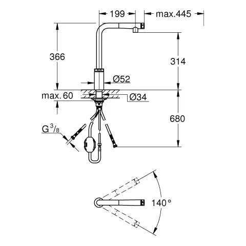 Grohe Minta SmartControl Spültischbatterie, Einlochmontage, chrom Grohe Minta SmartControl Spültischbatterie, Einlochmontage, chrom