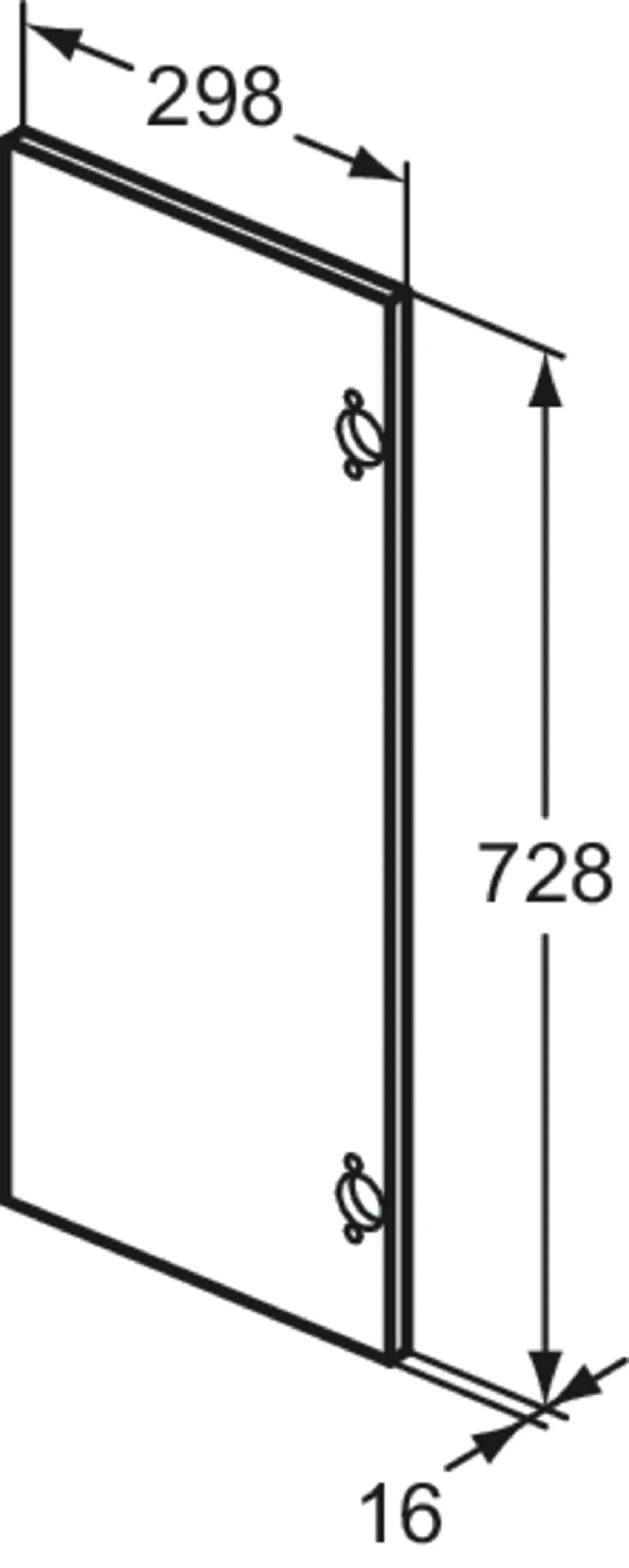 Ideal Standard Tür 298x728 Eurovit+ Hochglanz grau lackiert