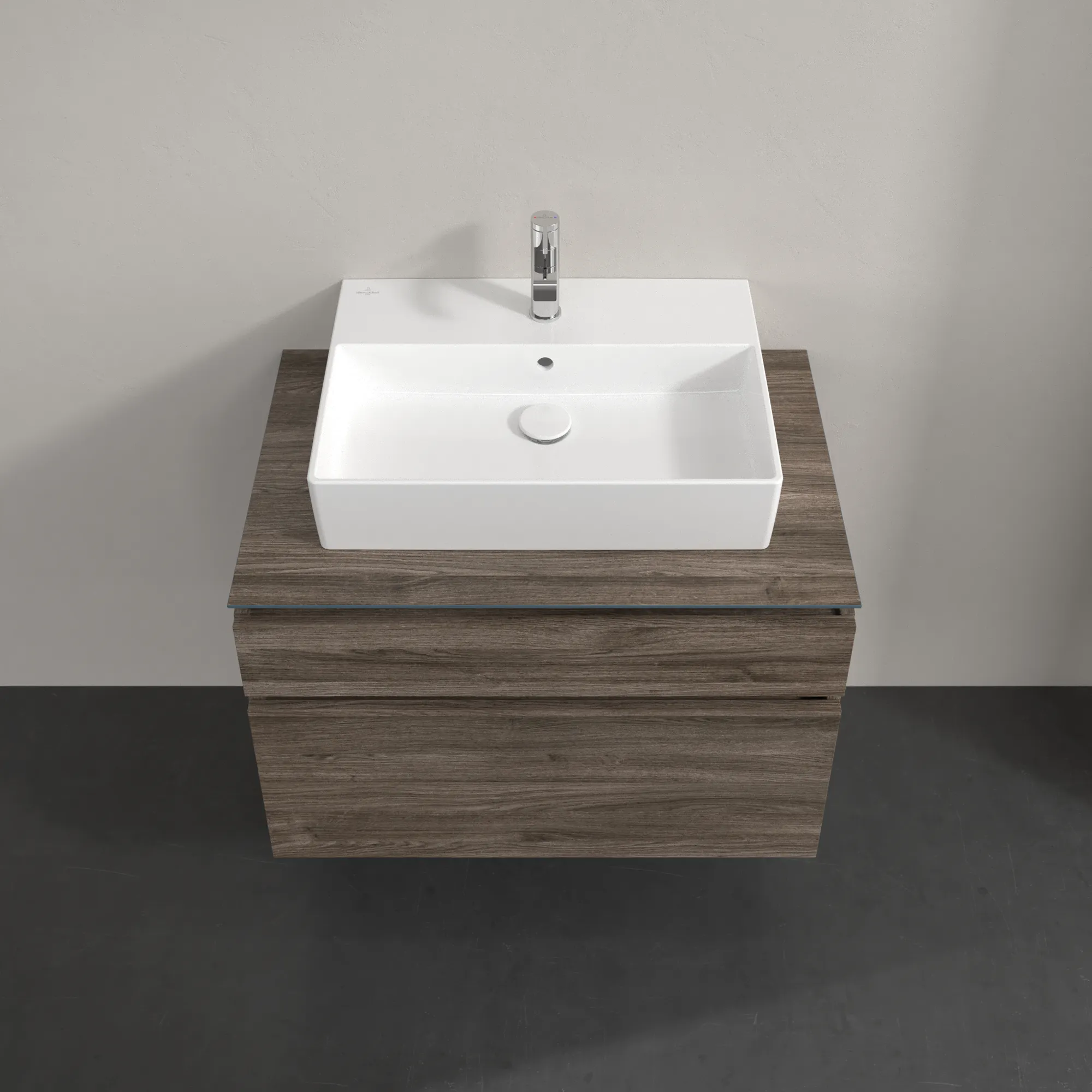 Villeroy & Boch Waschtischunterschrank „Legato“ für Schrankwaschtisch 800 × 550 × 500 mm Stone Oak, für Becken mittig