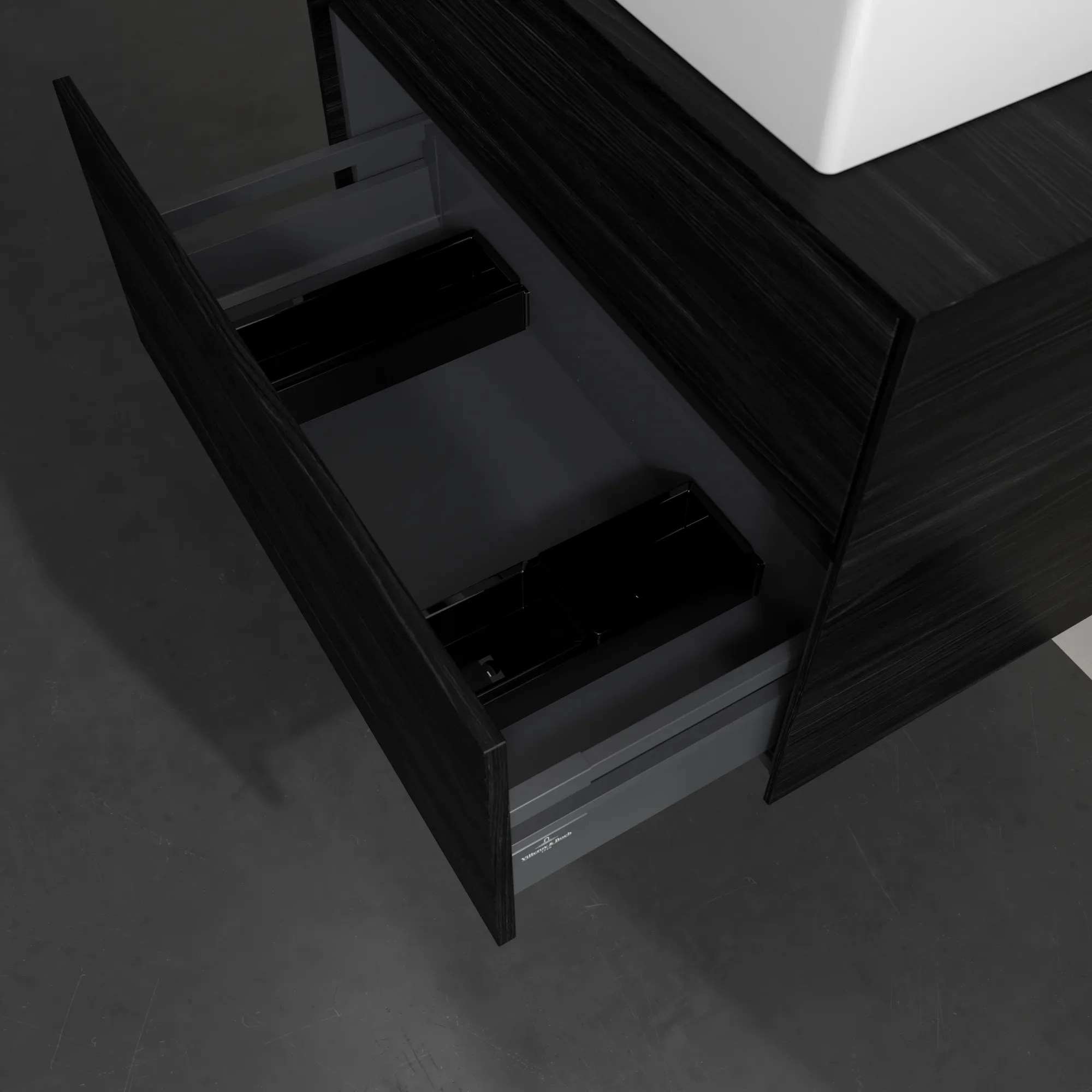 Villeroy & Boch Waschbeckenunterschrank Collaro C124B0, Eckig Black Oak, 800x548x500mm, mit Beleuchtung und SoftClosing Villeroy & Boch Waschbeckenunterschrank Collaro C124B0, Eckig Black Oak, 800x548x500mm, mit Beleuchtung und SoftClosing