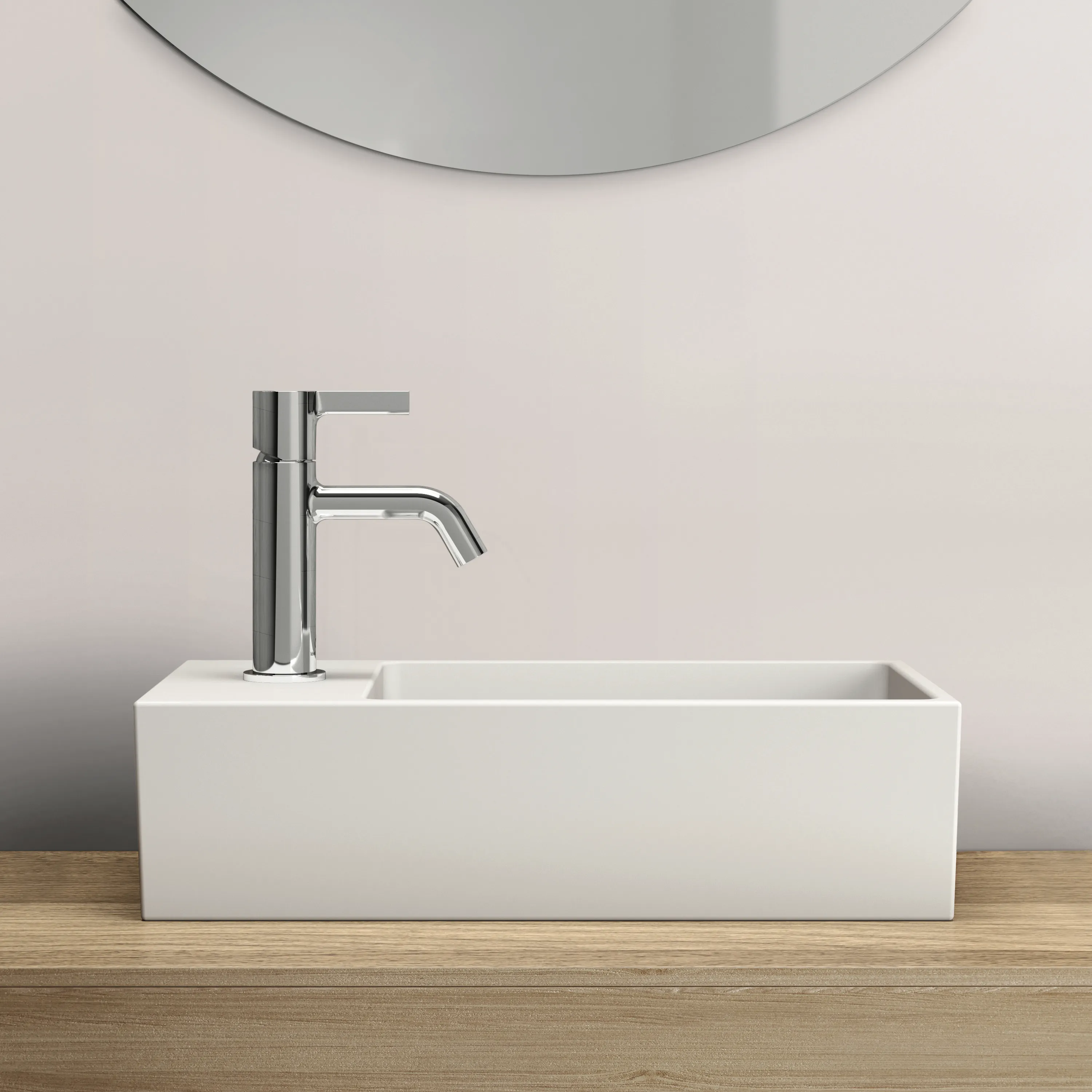Waschbecken „Extra“ 45 × 25 × 15 cm, Hahnlochposition links in Weiß