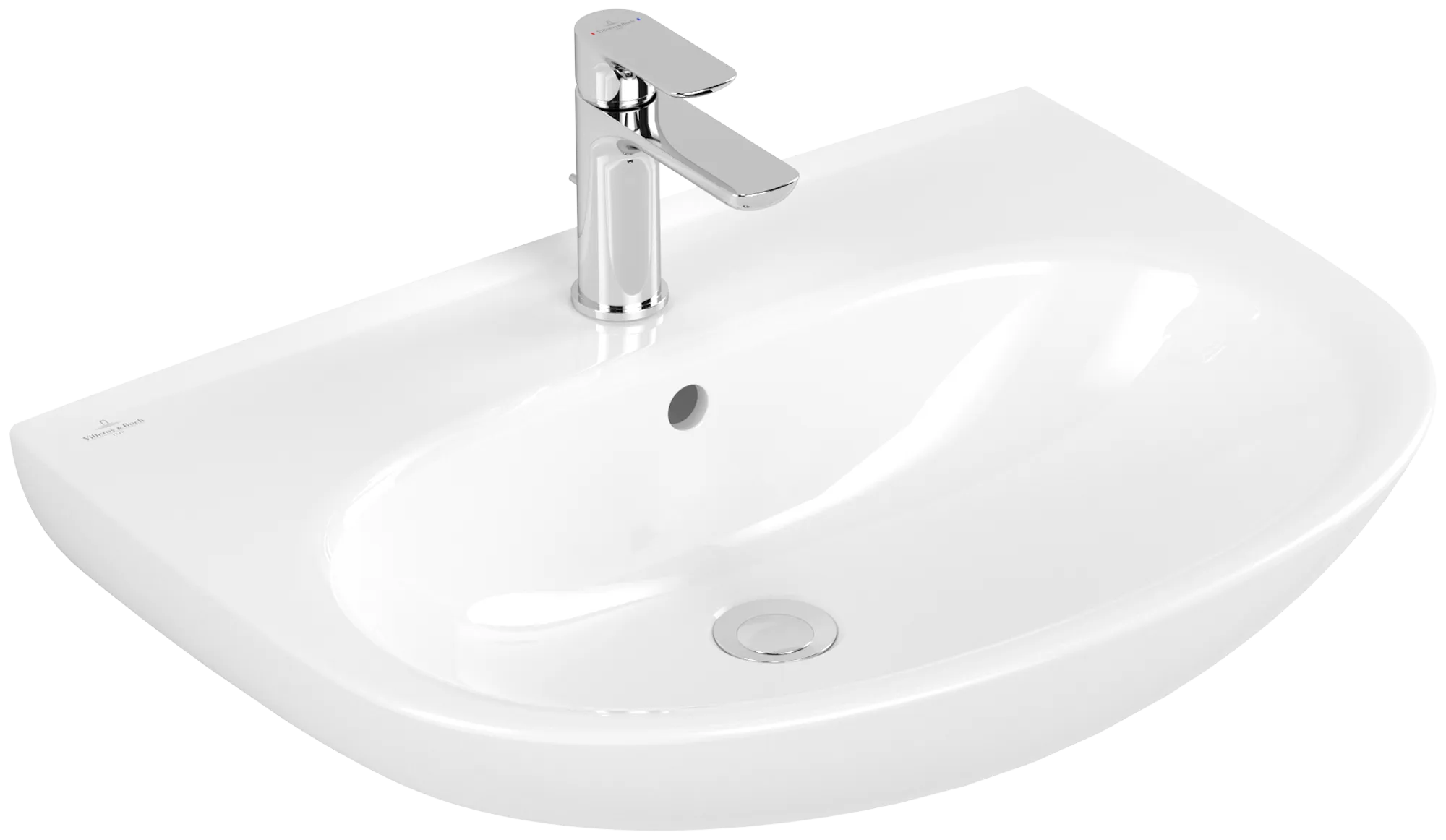 Villeroy & Boch O.novo Wandwaschbecken 4A4065, oval, weiß Alpin, 650x480x180 mm, mit Überlauf, für 3-Loch-Armatur Villeroy & Boch O.novo Wandwaschbecken 4A4065, oval, weiß Alpin, 650x480x180 mm, mit Überlauf, für 3-Loch-Armatur