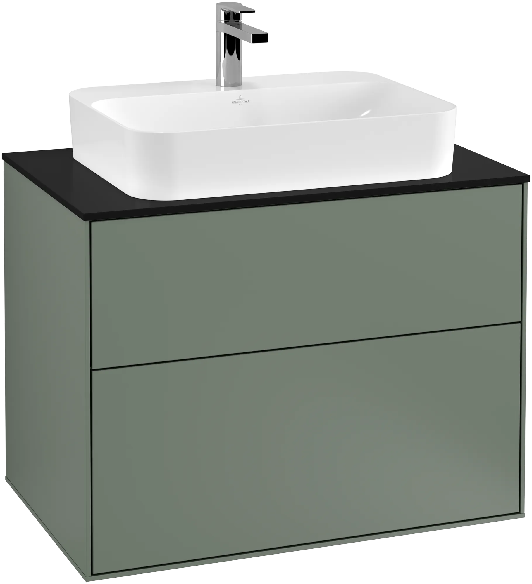 Villeroy & Boch Finion Waschbeckenunterschrank G34 800x603x501mm Olive Matt Lacquer / Glass Black Matt Villeroy & Boch Finion Waschbeckenunterschrank G34 800x603x501mm Olive Matt Lacquer / Glass Black Matt