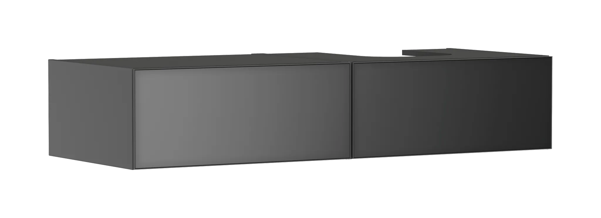 Xevolos E Waschtischunterschrank Schiefergrau Matt 1370/550 mit 2 Schubkästen für Konsole mit Ausschnitt rechts, Oberfläche Front: Bronze Struktur