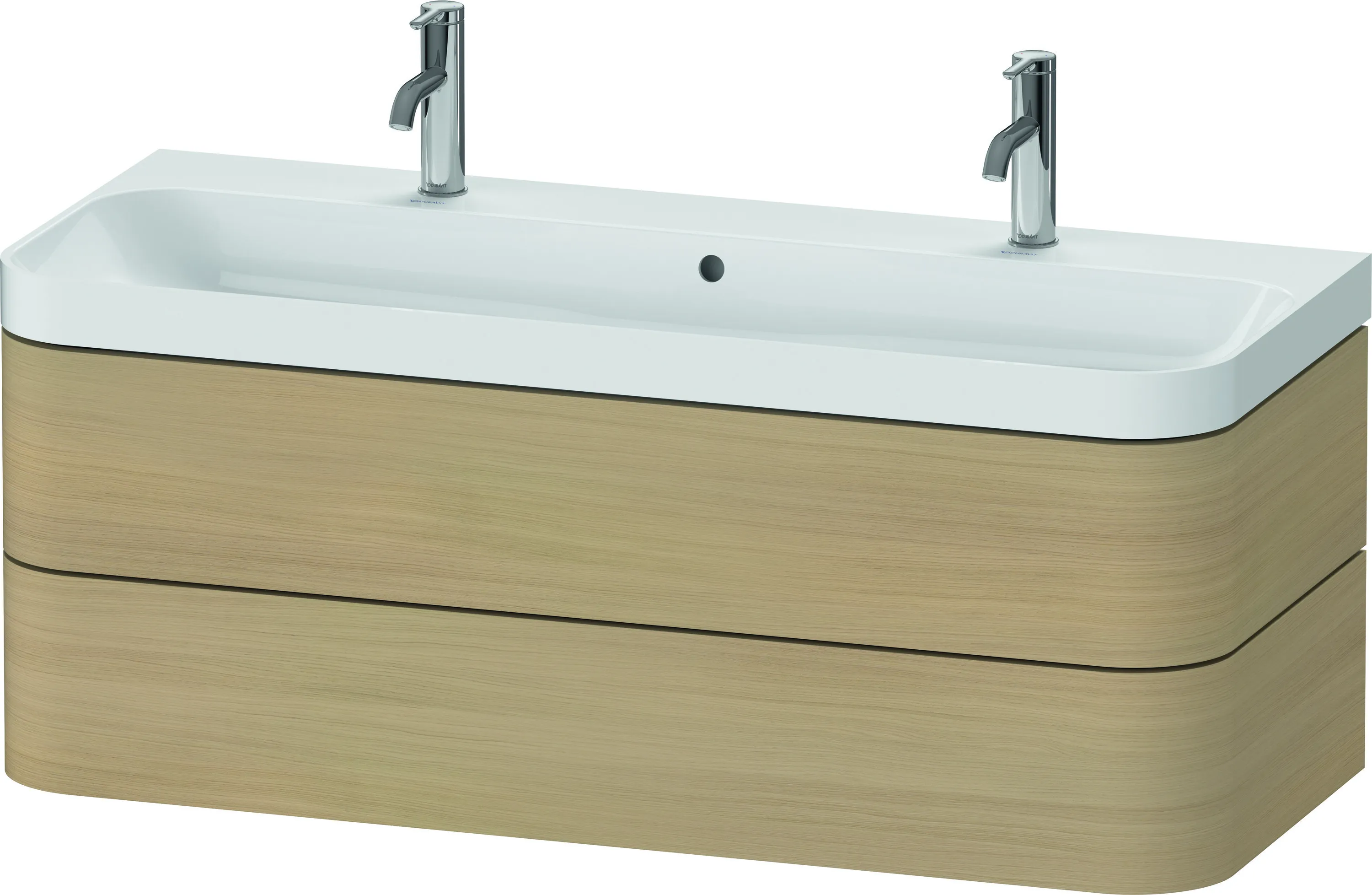 Duravit Waschtischunterschrank c-shaped Set wandhängend „Happy D.2 Plus“ 117,5 × 48 × 49 cm Mediterrane Eiche Duravit Waschtischunterschrank c-shaped Set wandhängend „Happy D.2 Plus“ 117,5 × 48 × 49 cm Mediterrane Eiche