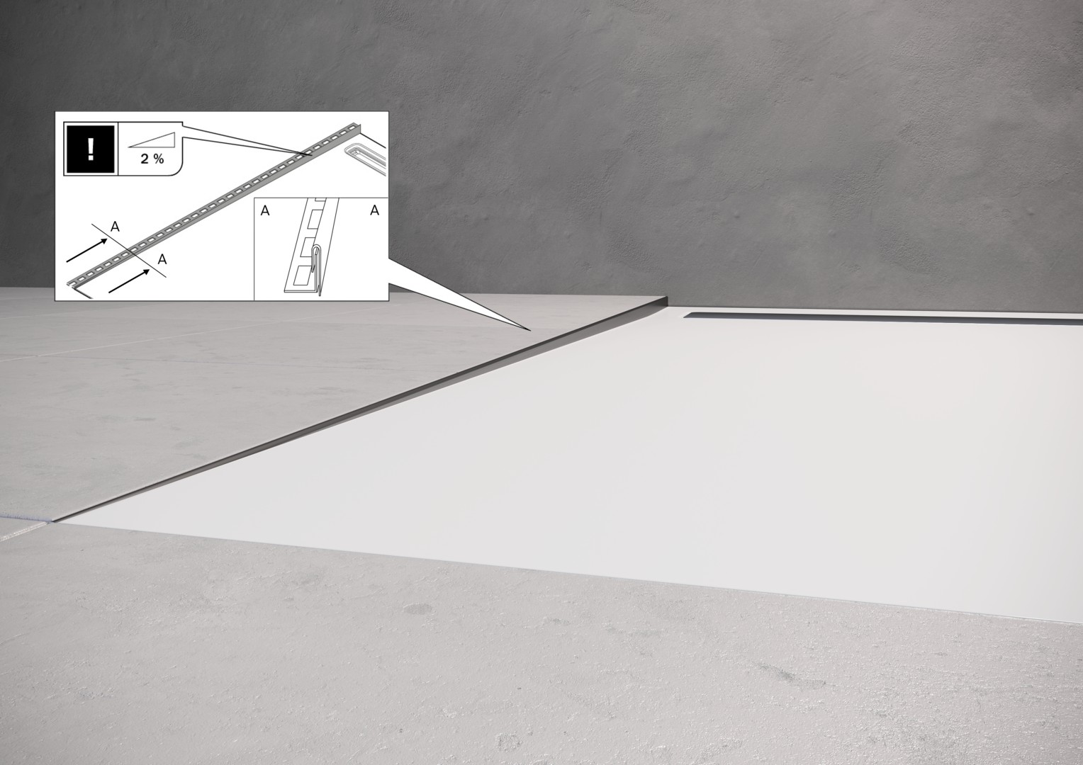 Kaldewei Gefälleprofil für Duschwanne „Nexsys“, links (1,16 Meter) Kaldewei Gefälleprofil für Duschwanne „Nexsys“, links (1,16 Meter)