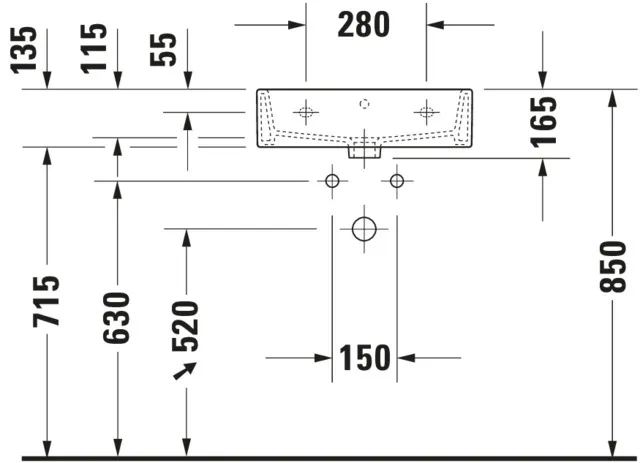 Wandwaschtisch „Vero Air“, mit Überlauf, Hahnlochposition mittig Wandwaschtisch „Vero Air“, mit Überlauf, Hahnlochposition mittig