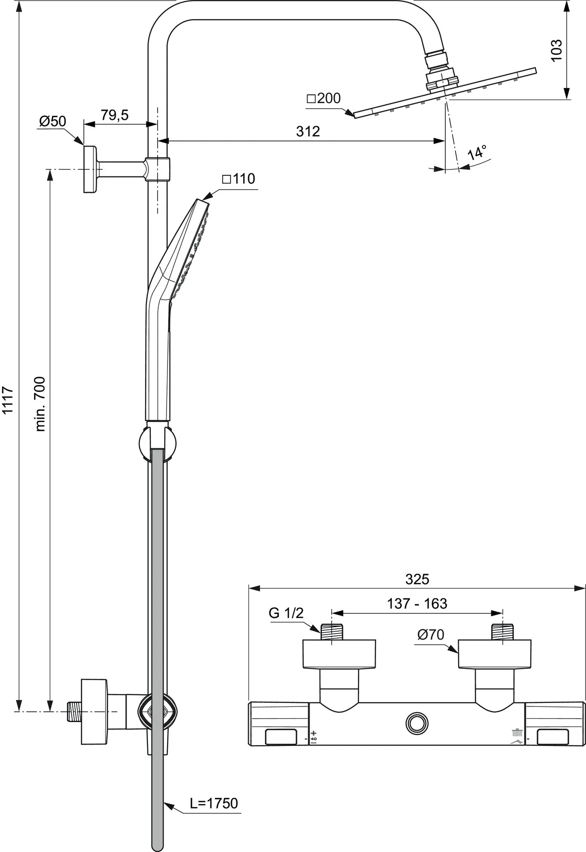 Ideal Standard Duschsystem „CerathermT100“