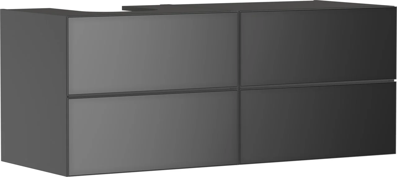 Hansgrohe Xevolos E Waschtischunterschrank Schiefergrau Matt, 1370/550 mm, 4 Schubkästen, grifflos mit PushOpen und SoftClose, Wandmontage