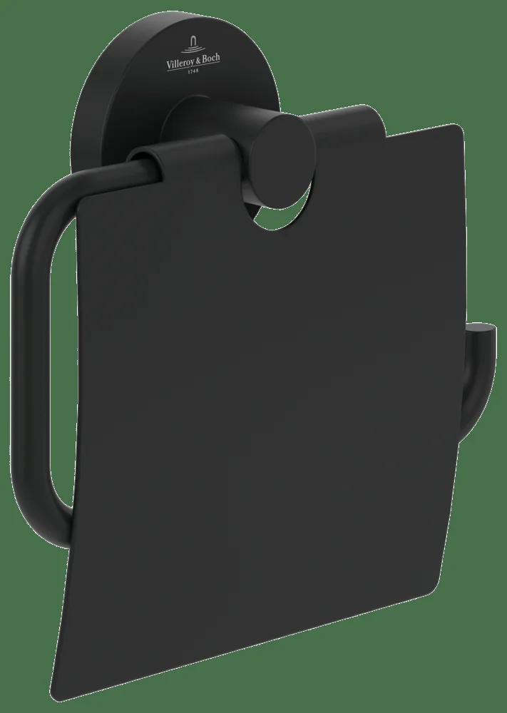 Villeroy & Boch Elements - Tender Toilettenpapierhalter mit Deckel TVA151013000, 134x38x132 mm, K5 Matt Black Villeroy & Boch Elements - Tender Toilettenpapierhalter mit Deckel TVA151013000, 134x38x132 mm, K5 Matt Black