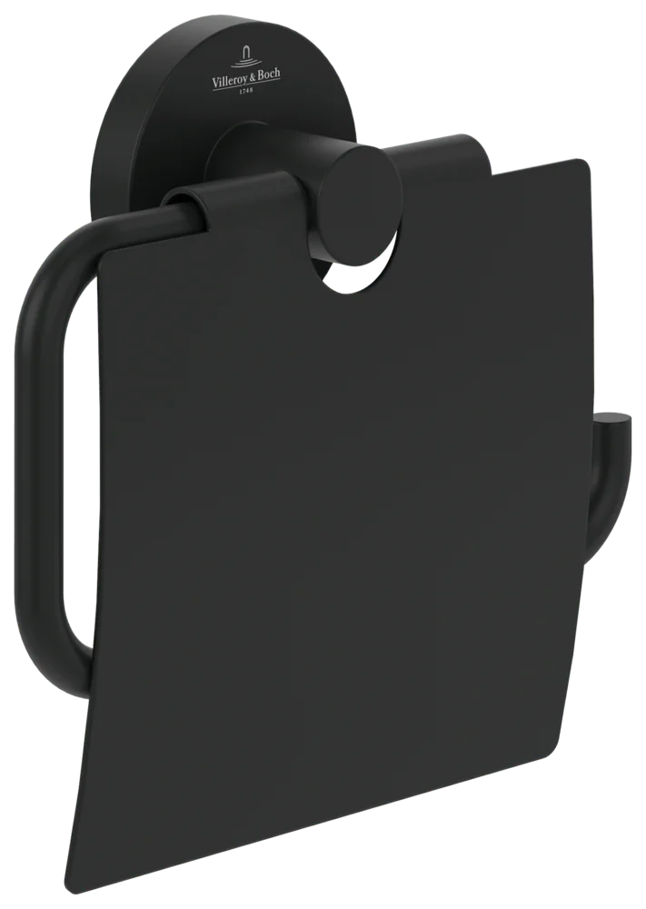 Villeroy & Boch Elements - Tender Toilettenpapierhalter mit Deckel TVA151013000, 134x38x132 mm, K5 Matt Black Villeroy & Boch Elements - Tender Toilettenpapierhalter mit Deckel TVA151013000, 134x38x132 mm, K5 Matt Black