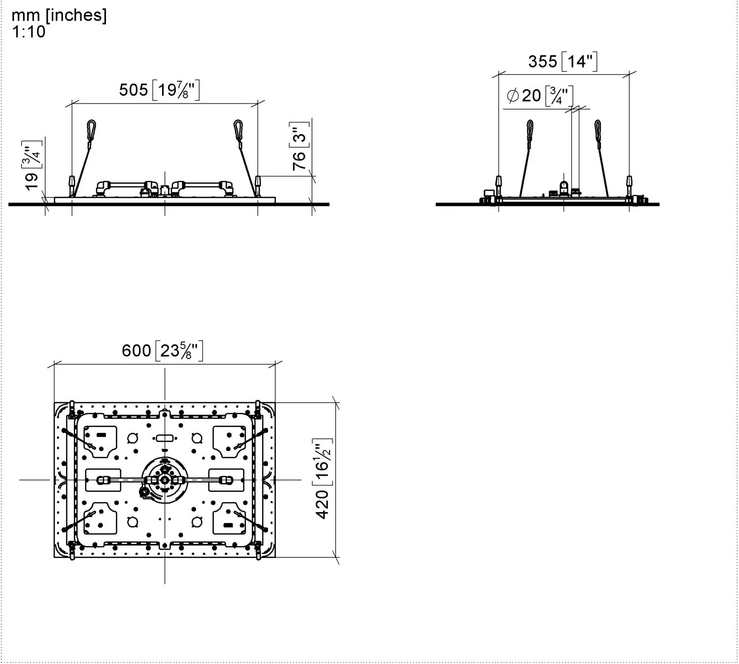 Dornbracht SERENITY SKY Regenpaneel für Deckeneinbau - Bausatz-Endmontage, 600x420mm, Chrom