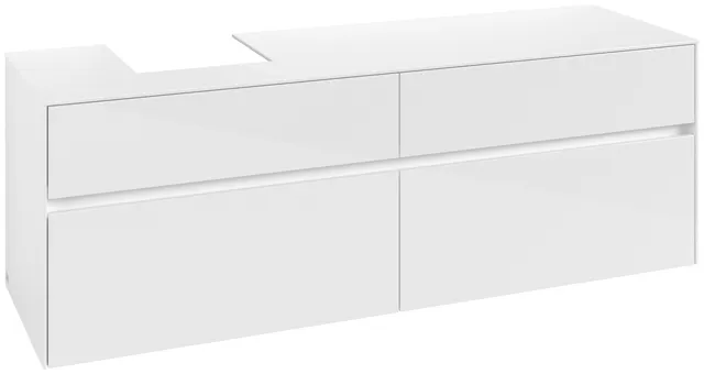 Villeroy & Boch Waschtischunterschrank „Collaro“ 1600 × 548 × 500 mm Glossy White, ohne Beleuchtung, für Becken links